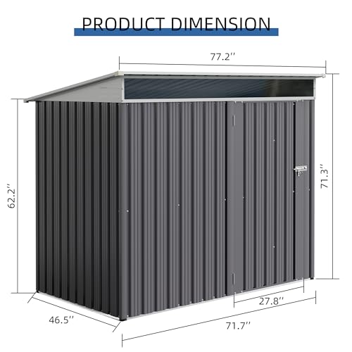 Image of JY QAQA 6x4 FT Metal Outdoor Garden Storage Shed,Waterproof Metal Garden Sheds with Window and Lockable Double Door,Weather Resistant Steel Tool Storage House Shed for,Garden,Patio,Lawn, Dark Grey
