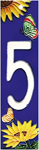 Sunflower 5 - Decorative Ceramic Art Tile - House Number - 2"X8.5" En Vogue #TOP16