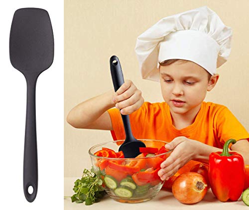 Image of P-Plus International Silicone Spatula Set 4-pcs - 446ºF Heat-Resistant Baking Spoon Spatula - Seamless One-Piece Design Easy to Clean - Non-Stick Silicone Stainless Steel Core (Spatula 4A Black)