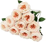 10 Pcs Artificial Flowers Rose, Silk Austin Rose...