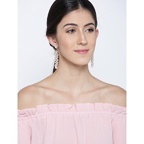 Contemporary Pearl Earrings with Swanky Embedded Beads Plating