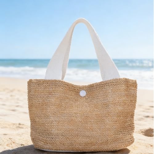 Bolso de playa tejido Straw Beach Bag Tote miniatura 1