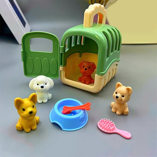 Hundepflege Playset - 8pcs Haustierkäfig Pretend Spielzeug-Set, Haustier Care Cage Playset | Pädagogische Tierpflege Spielzeuge, interaktives Lernen, Rollenspiele Hundepflege-Set, Spielen Tierarzt