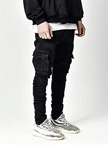 Maiyifu-GJ Men's Casual Pencil Jeans Hip Hop Skinny Denim Pants Angled Side Pocket Trousers Joggers3