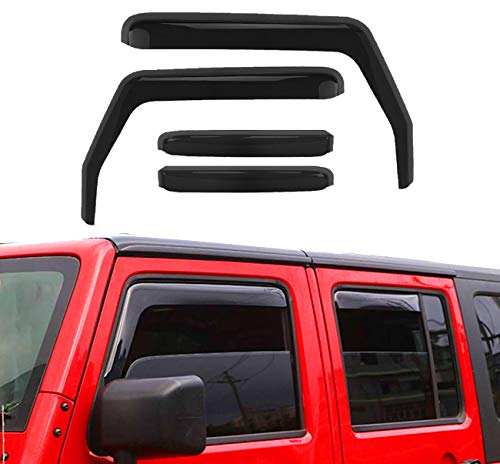 ALAVENTE Side Window in-Channel Deflectors Ventvisor Visors for Jeep Wrangler Unlimited JK 2007-2018 4 Door, Wind Rain Shade Visor Guard for 4-Door Jeep Wrangler JK 07-18 4Pcs (Not for JL)