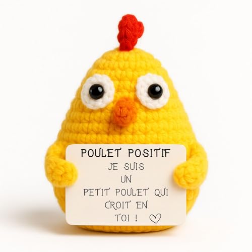 Poulet Positif© | Cadeau Pâques | Idee Drole & Fun | Anniversaire Garcon Fille | Fete Ami | Surprise Collegue | Crochet Motivation | Gadget Insolite | Jouet...