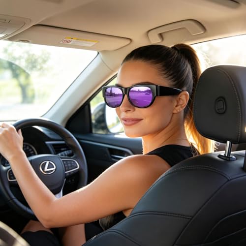 Image of HAOLOTA Sunglasses that Fit-Over Glasses Women Polarized, Trendy Cat Eye Sunglasses Wear Over Glasses, UV Protection