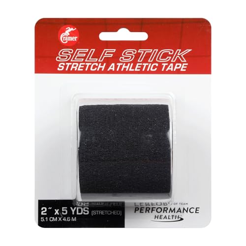 Image of Cramer Eco-Flex Self-Stick Stretch Tape, Black, 2 inch x 5 yd, Cohesive Athletic Bandage Wrap, Athletic Trainer Flexible Sports Tape, Easy Tear Vet Wrap for Pets, Self Adhesive Bandage Roll, 5 Yards