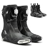 ILM Motorrad Stiefel Herren Damen Motorradschuhe Motocross & Sport Stiefel CE-geprüft Optimierte Belüftung Rutschfeste Modell BRC1,Black,41