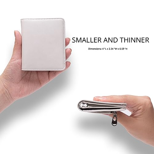 Image of Alldaily Small RFID Wallet for Women Slim Compact Bifold Pocket Ladies Travel Mini Purse (White)
