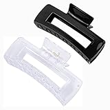 MAORULU Hair Claw Clips for Thick Hair, Large Hair Clips for Women and Girls, Strong Hold Banana Clips, Black&Clear 2Pcs