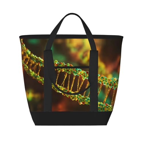 DNA Chain Photo Print Tote Bag Adult Heavy Duty For Picnic Beach Camping Large Capacity Insulated Tote Bag