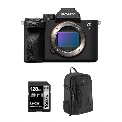 Sony Alpha a7 IV Full Frame Mirrorless Interchangeable Lens Digital 4K Camera, Black - Bundle with 128GB SD Memory Card, Camera Backpack, Sony 1 Year Limited Warranty