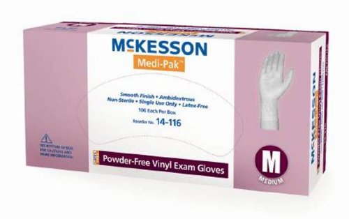 McKesson Exam Glove Vinyl Performance Plus Powder Free Large Nonsterile - Box of 100 - Model 14-118