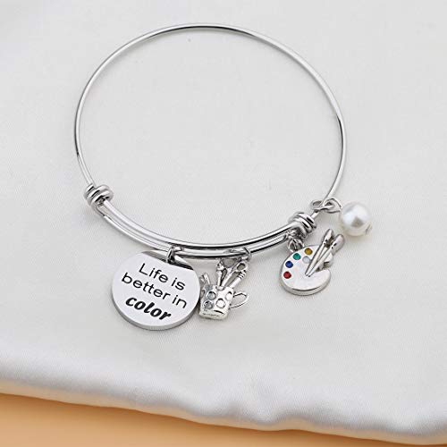 CHOORO Art Lover Gift Paint Palette Bracelet Life is Better in Color Bracelet Teacher Appreciation Gift Art Student Gift (Life is Better in Color br)4