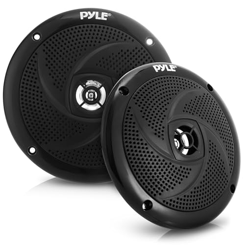 Pyle Waterproof Marine Speakers - Pair of 5.25" 180 Watt Low Profile Slim Style System - Weather Resistant Outdoor Rated Speakers for Boat, Patio, Poolside, Deck, Home (Black) by Pyle - Used condition - US$28.72