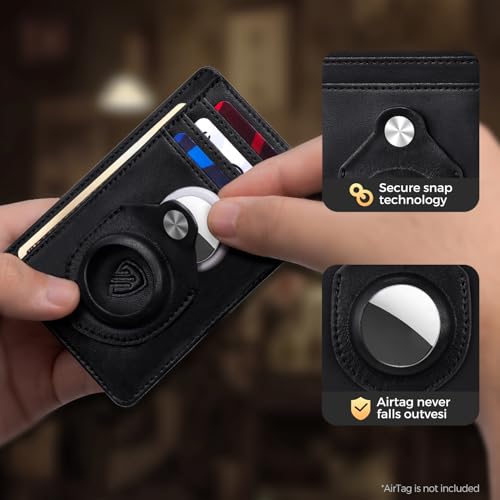 Image of RUNBOX Slim Minimalist Front Pocket Air Tag Holder Wallet for Men, RFID Blocking Card Holder Mens Wallet Gifts for Men Dad
