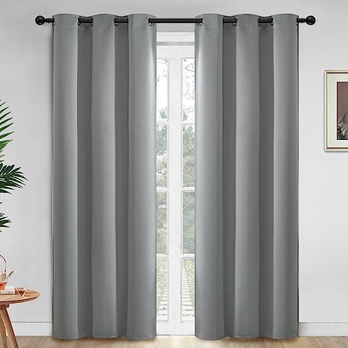 Yakamok Dove Grey Room Darking 84 Inch Length 2 Panel Sets for Livingroom Dining Room Darkening Thermal Insulated Bay Window Hotel Modern Elegant Black Out Sunblock Curtins/Bedroom,42 x 84 Inches