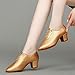 Women Latin Dance Shoes Closed Toe Rubber Sole Non-Slip Fashion Lace-up Outdoor Dance Shoes Tango Waltz Salsa Modern Dance Professional Performance Dance Shoes (Color : Brass, Size : 9.5)