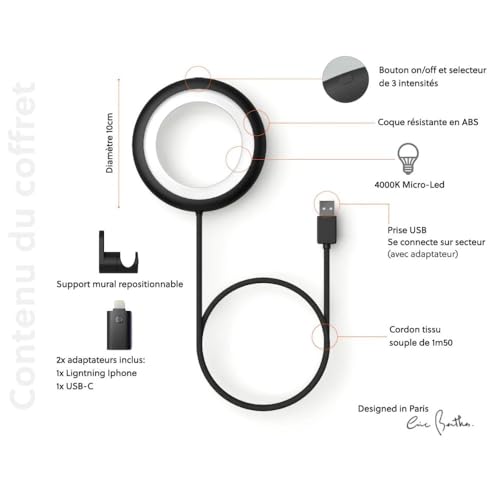 Lampe de lecture USB Bily vert kaki anti fatigue oculaire pour smartphone - 4