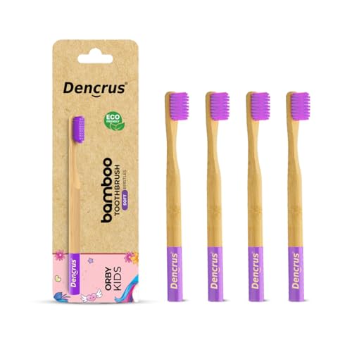 Image of Orby Kids Bamboo Toothbrush for Kids (Pack of 4) | Natural & Eco Friendly Oral Care | Soft Bristles Toothbrush for Toddler & Kid Dental Care | Organic Bamboo Handle - Lavender