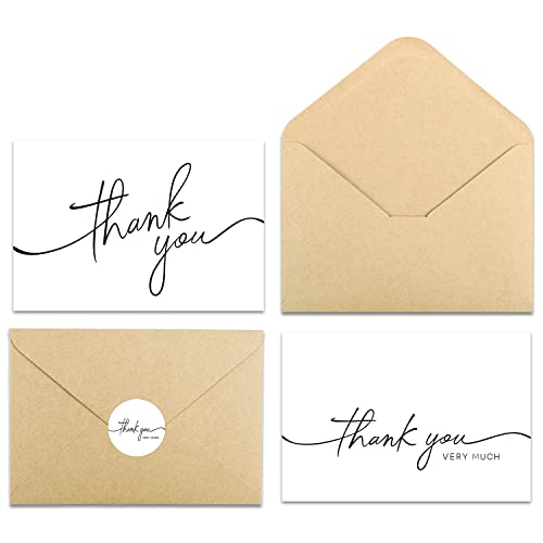 Bgtcards Thank You Cards With Envelopes, Bulk Pack Of 40, 4" X 6" Professional Looking | Suitable For Business, Baby Shower, Wedding, Small Business, Graduation, Bridal Shower, Funeral #TOP4