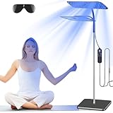 Kensbro Bräunungslampe, 25W Blaues Licht Solarium für Zuhause mit Versenkbarem Sockel, 360 ° Rotation GesichtsbräUner Gerät mit Solarium Brille, 126 PCS 850NM+660NM Gesichtssolarium für Zuhause