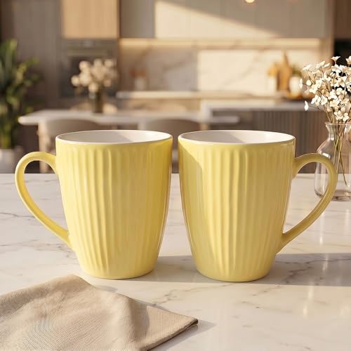Image of U.P.C. Milk Mug Set of 2 | Ceramic & Bone China Coffee Milk Cups | Designer Printed Tea Coffee Mug Set | Large Capacity Milk Mugs | Microwave Safe Cup Set (UPC Milk-Mug-35)
