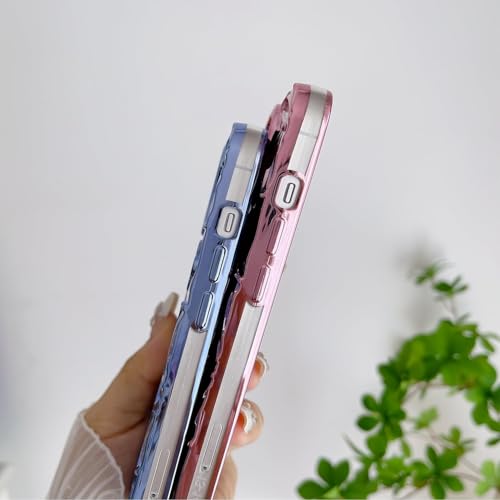 Image of mobistyle Designed for iPhone 15 Plus Cover| Electroplating Colourful Flower 3D TPU Camera Protection Back Cover Case for Women Girls (Flower Blue)