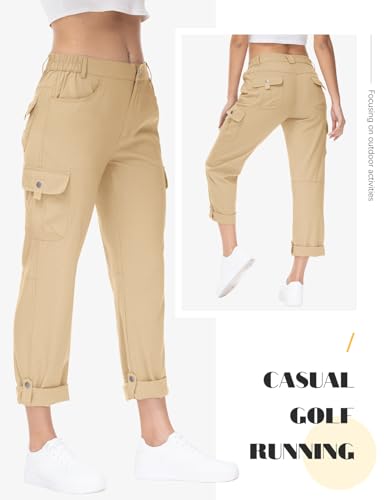 Rdruko Womens Walking Cargo Trousers Lightweight Hiking Trekking Work Outdoor Casual Trousers with 6 PocketsKhakiXL - Image 6