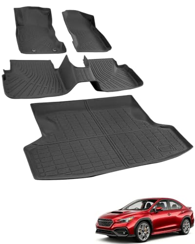 Car Floor Mats for Subaru WRX 2022-2026, 4PCS TPE Car Mats & Trunk Liner