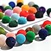 50Pcs Colorful Winter Velvet Beads, 16mm Acrylic Plush Beads and Fabric Spacer Beads for Jewelry Making, DIY Keychain Crafts Supplies (Multicolor)