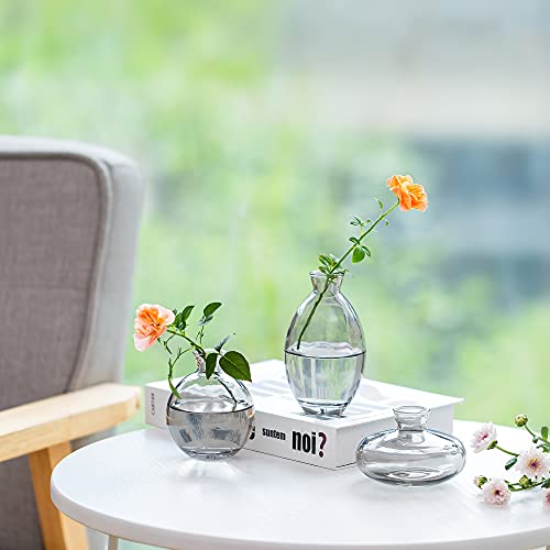 Bud Vases 3Pcs/Set Small Vases Handmade Cute Gray Small Vases for Flowers Centerpieces Glass Vases Mini Vase Home Decor Centerpieces, Events Table Decor - Image 2