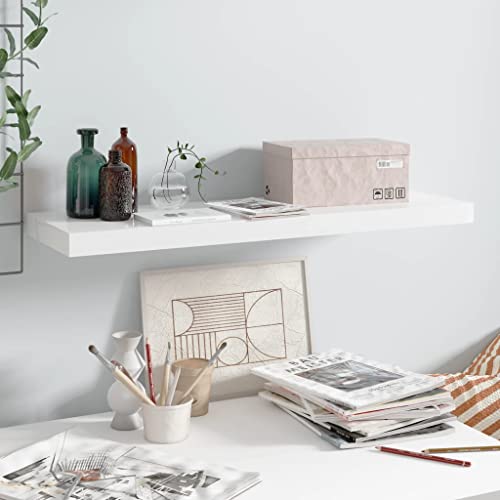 LIFTRR Furniture With Floating Wall Shelf High Gloss White 80x23.5x3.8 cm MDF