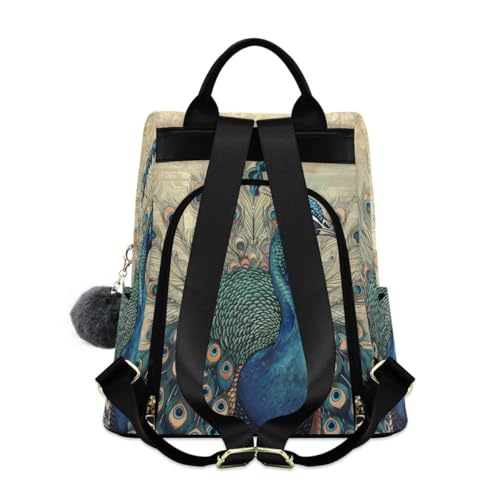 Image of ALAZA Vintage Peacock Trips Hiking Camping Rucksack Pack for Women