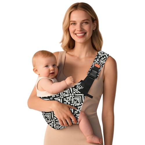 Biabyio Baby Sling Carrier Baby Carrier Newborn to Toddler with Adjustable Strap Non-Slip Baby Half Wrapped Sling Hip Carrier 10-30lbs (Black Sailboat)