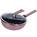 SJYDQ Garnek do ryżu domowego, nieprzywierająca patelnia różowa wok gruba patelnia bezdymna garnek kuchenka indukcyjna uniwersalna (kolor: A)