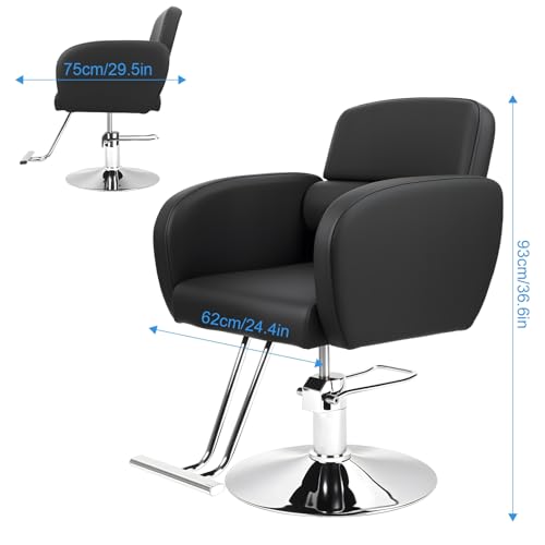 Image of Heavy-Duty Salon Stool Hydraulic Chair, 360 Swivel Rolling Hairdresser Chair with Adjustable Height Pump for Barber & Stylist Black