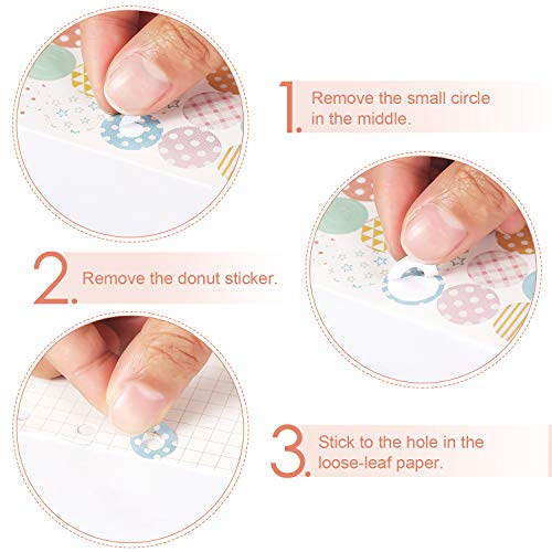 Self Adhesive Set Of Fashion Loose-Leaf Paper Reinforcement Labels, Assorted Donut Designs, Great For School, Home And Office (Style E) #TOP3