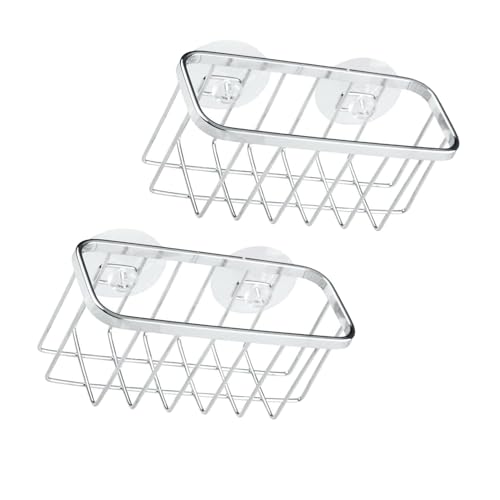 ledmomo 2個 ステンレス製キッチンシンクスポンジホルダー 吸盤付き 多機能スポンジ収納ラック ブラシ 巾対応 節約スペースで水切り整理に