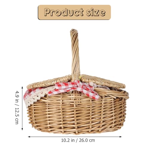 BESPORTBLE Bread Storage Basket Handheld Basket Outdoor Picnic Basket with Double Lids