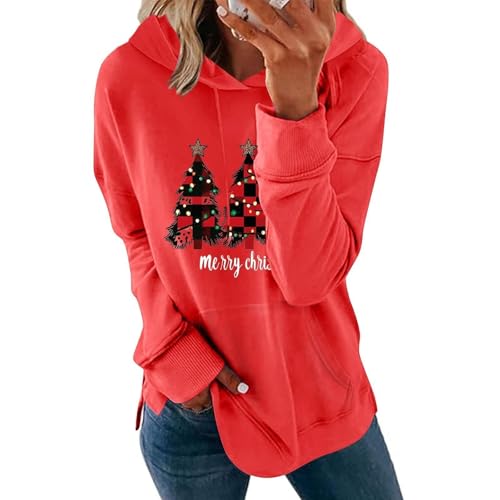 Generisch Weihnachtspullover Damen Hoodie Pullover Reindeer Schneemann...