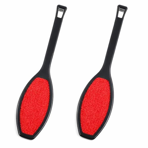 Double Sided Lint Brush for Clothes 2 PCS Clothes Brush for Pet Hair Reusable Pet Hair Remover Red Color Lint Brushes Sheet and Carpet Cleaning Brushes for Fabric Sheet Carpet Furniture