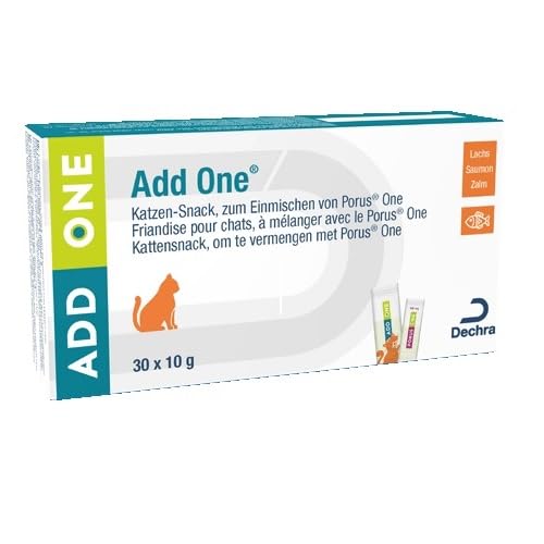 Porus Add One | Geschmacksrichtung Lachs | 30 x 10 g | Ergänzungsfuttermittel für Katzen | Leckerer Verwöhn-Snack zum Einmischen von Porus One