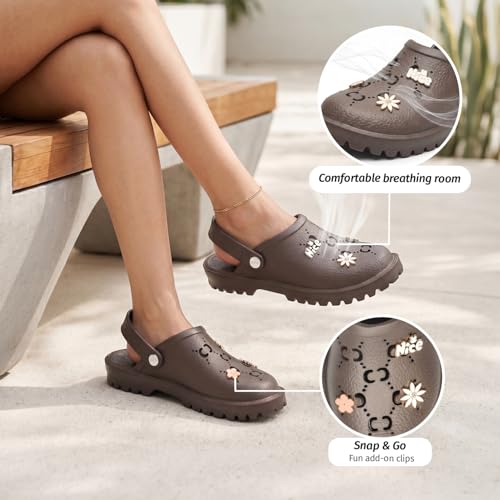 Image of YOHO Women's Clogs Mimo with Charms | Lightweight, Soft on Skin, Comfortable & Waterproof Monsoon Sandals | Everyday Use Footwear for ladies & Girls