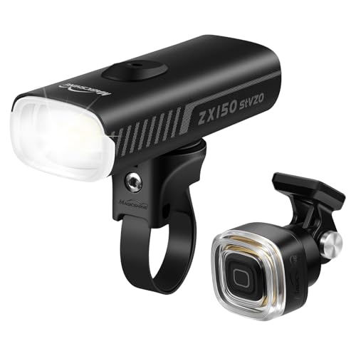 Magicshine Fahrradlicht Set ZX150 und VTG50mit 6700mAh akkubetriebenes Vorderlicht und Rücklicht 7 5h Akkulaufzeit I USB aufladbar & wasserdicht I StVZO zugelassen I LED Fahrrad Licht vorne