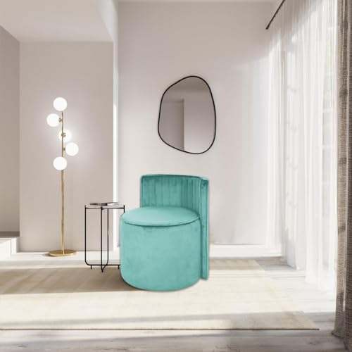 Image of Ottoman Stool for Living Room | Poof Puffy Foot Rest Stool | Upholstered Sitting Pouffe with Backrest | Pouf Mudda for Dressing Table, Home Decor & Office (Aqua Blue)