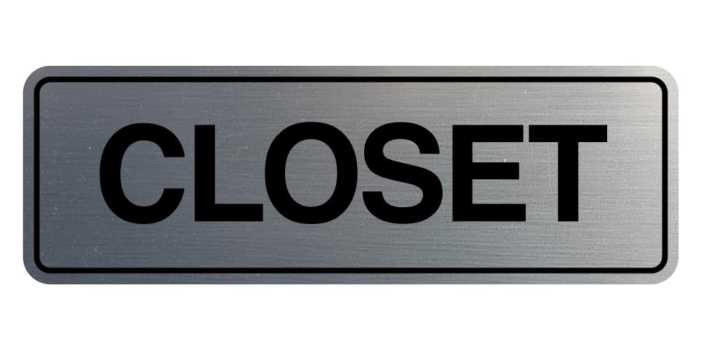 Signs ByLITA Standard Closet Wall or Door Sign | Easy Installation (Brushed Silver) - Large
