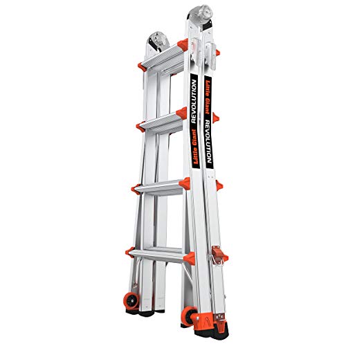 Little Giant Ladders, Revolution with Ratchet Levelers, M17, 17 ft, Multi-Position Ladder,Ratchet leg levelers, Aluminum, Type 1A, 300 lbs weight rating (12017-801)