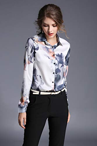 Women's Shirts Floral Print Long Sleeve Button up Casual Blouse Top